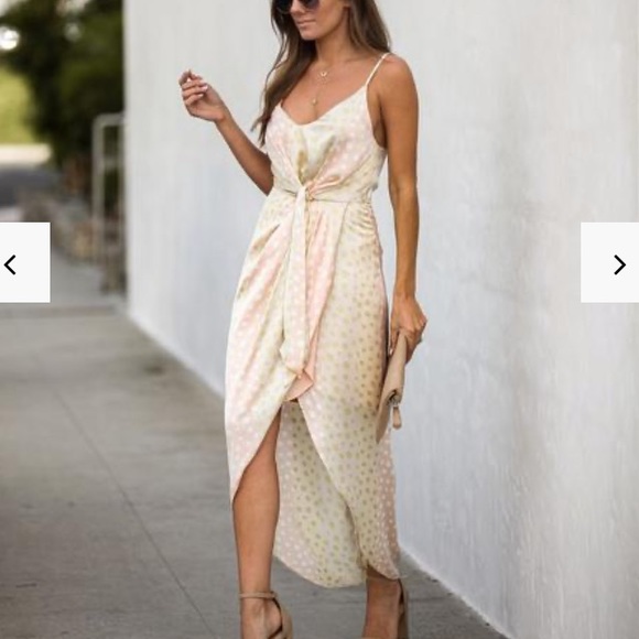 Vici Dresses & Skirts - SATIN POLKA DOT TIE DRESS